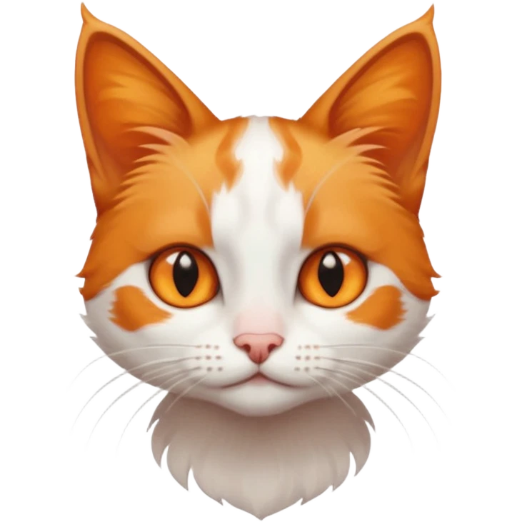 tiny + skinny ginger and white cat with deep orange eyes emoji