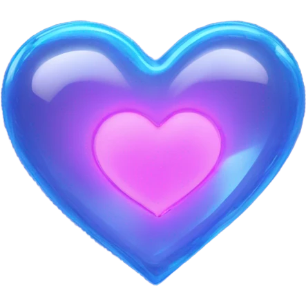 Neon glass blue heart  emoji