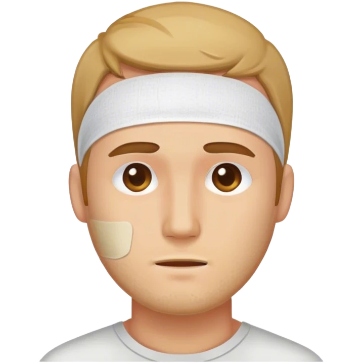 Man with bandaid on his forehead emoji