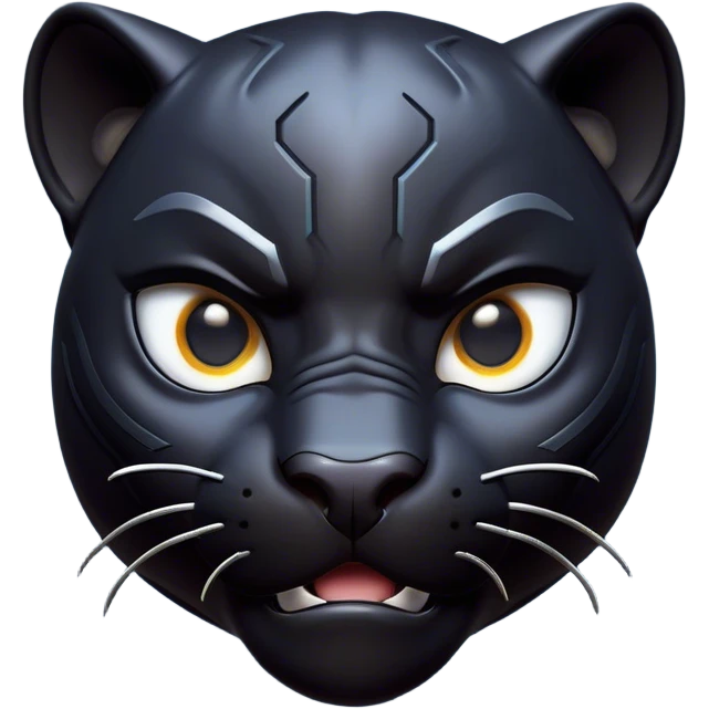 Cinematic Comical black Panther Portrait Emoji, Head tilted dramatically with an exaggeratedly shocked expression, featuring a sleek, muscular body with wide, comically expressive eyes full of humorous disbelief, Simplified yet hilariously expressive features, highly detailed, glowing with a slightly sassy dark glow, high shine, dramatic yet playful, stylized with an air of quirky feline attitude, soft glowing outline, capturing the essence of a meme-worthy black Panther that looks ready to side-eye its way into viral fame! emoji
