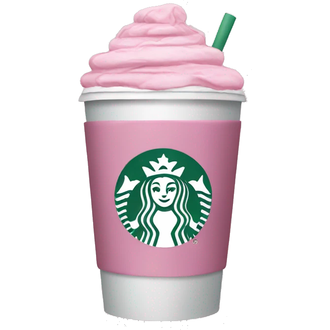 pink coffee Starbucks with grey heart  emoji