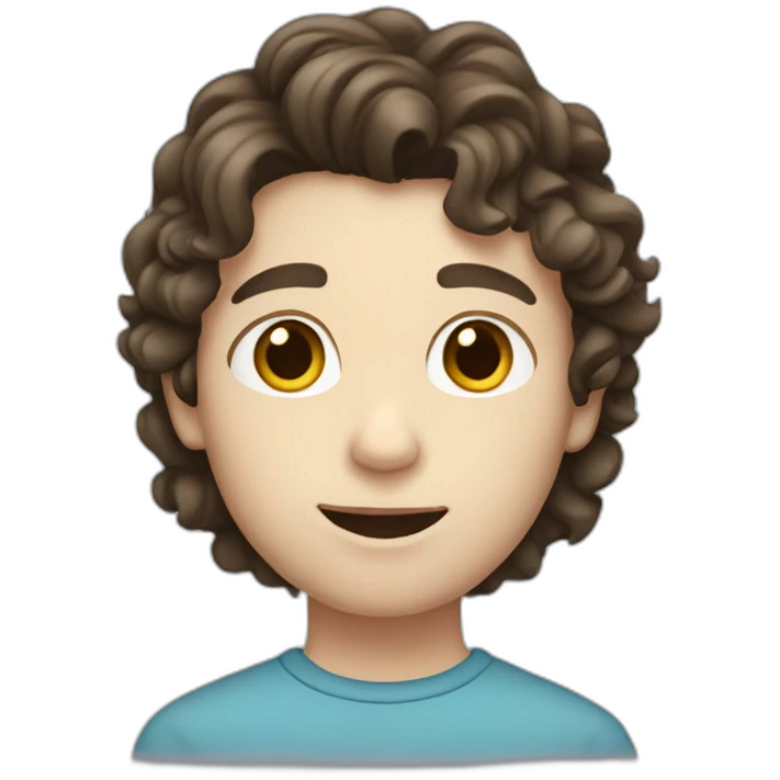 brunette boy with white skin and wavy hair emoji