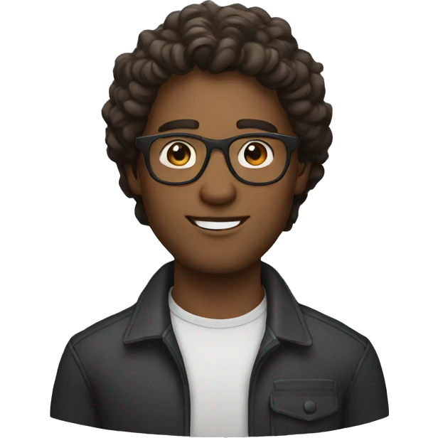 Man with glasses and browm wavy hair  emoji