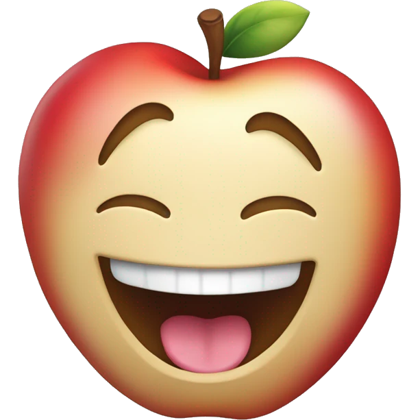 A classic apple emoji, tongue out and mouth wide open on a smile, dizzy eyes, and swirling stars around their head. Tilted 45 degrees emoji