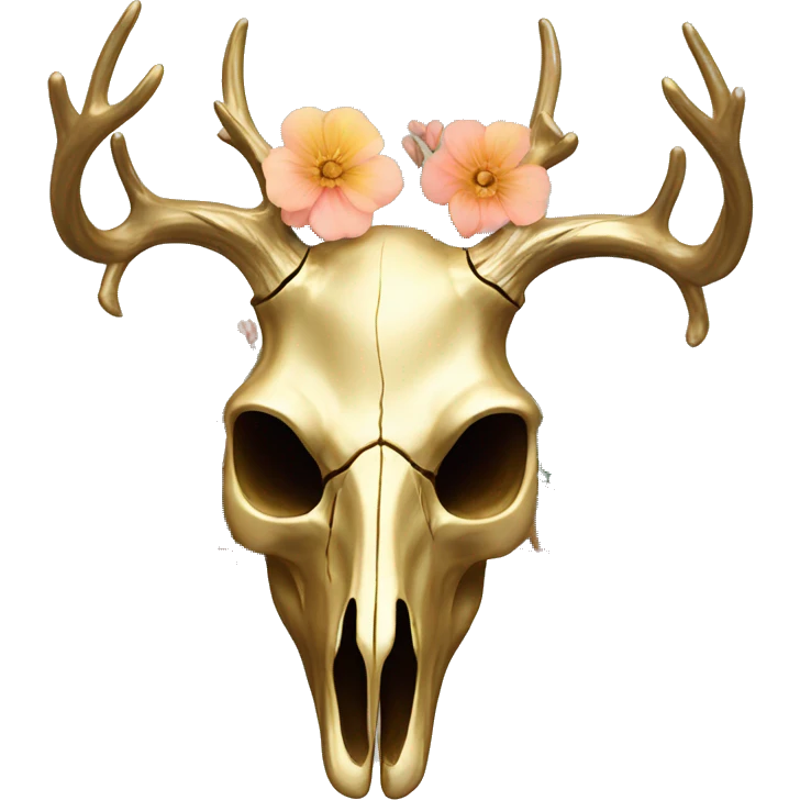 Gold Deer skull with antlers + floral pattern  emoji