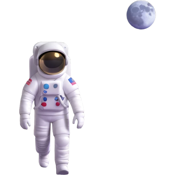 astronaut walking on the moon surface with lunar landscape emoji