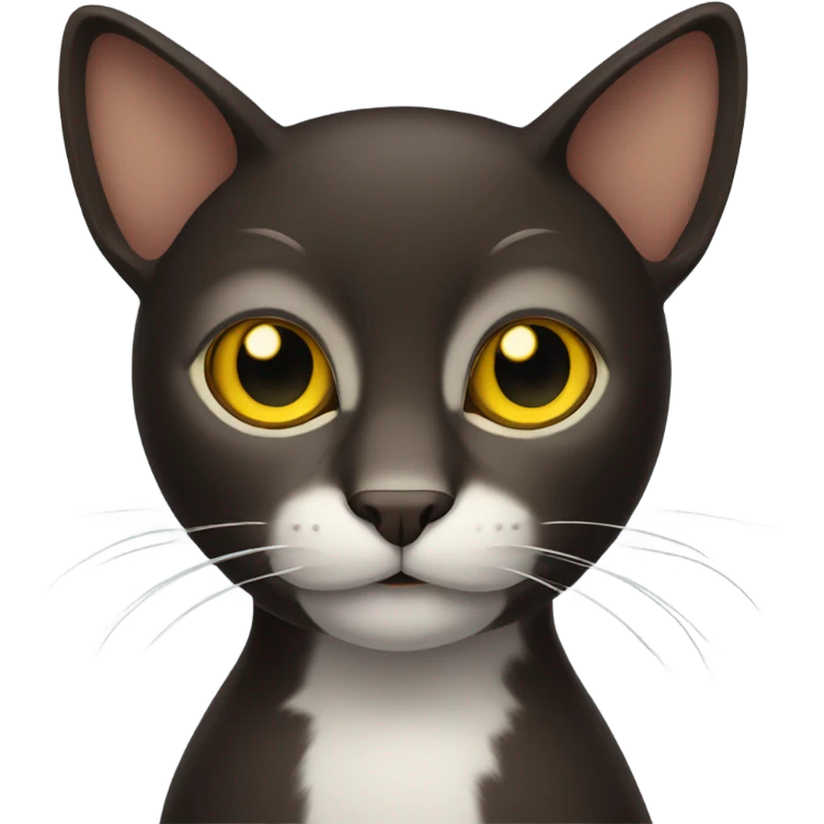Dark brown cat with yellow eyes and big ears and long nose  emoji