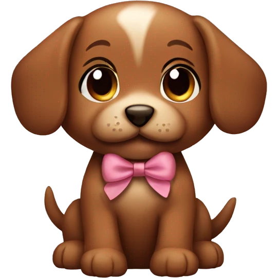Brown puppy with a cute bow emoji