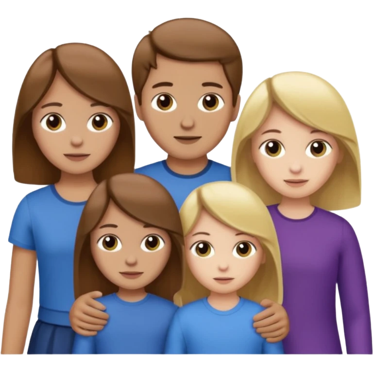 1 brown hair fair skin brother 4 brown hair sisters 1 blond sister emoji