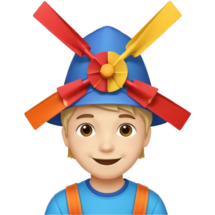 Boy wear colorful windmill hat emoji
