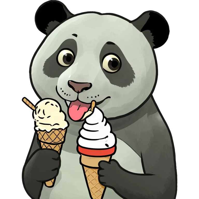 Panda eating ice cream emoji