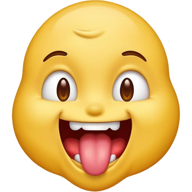 Emoji sticking its tongue out and drooling while looking up ecstatic happy and drooling emoji