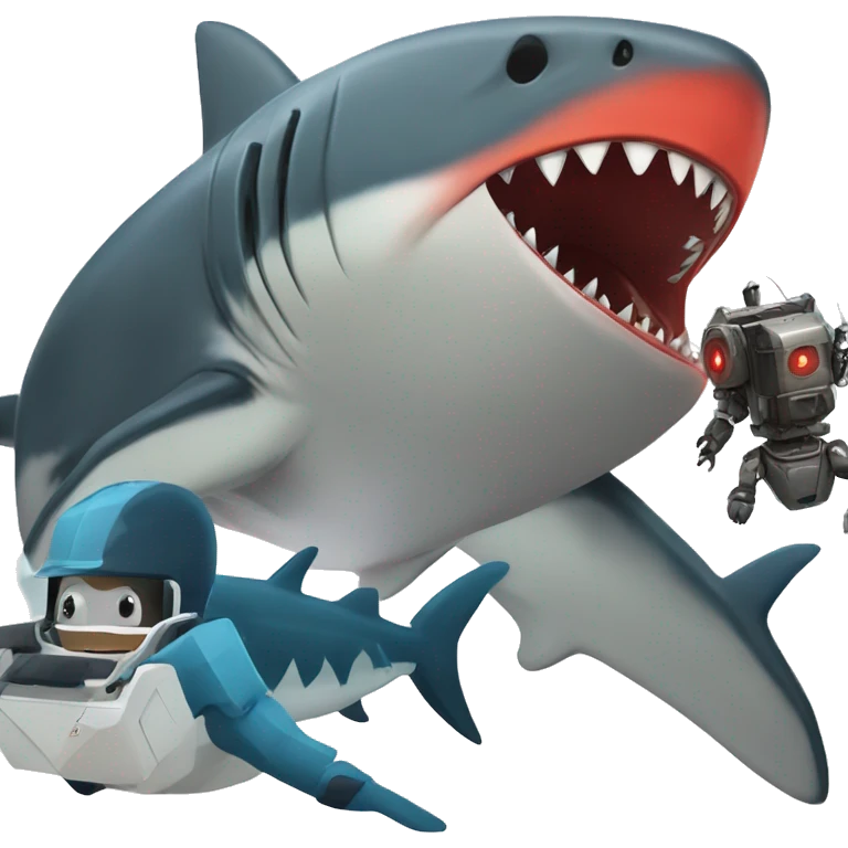 magma megalodon vs robot giant shark emoji