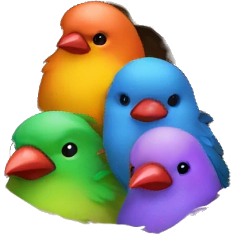 Multicolored birds in a nest  emoji