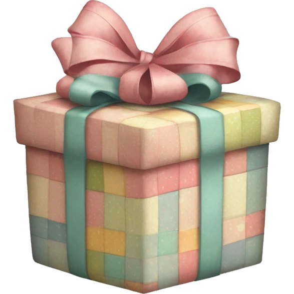 shabby chic/cottage style patchwork present with a bow emoji
