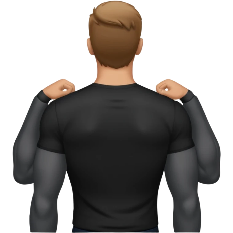 slightly muscular man in black shirt being taken from behind emoji
