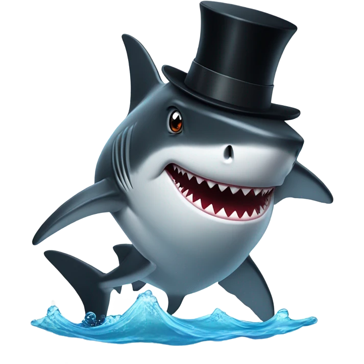 Shark with a top hat emoji