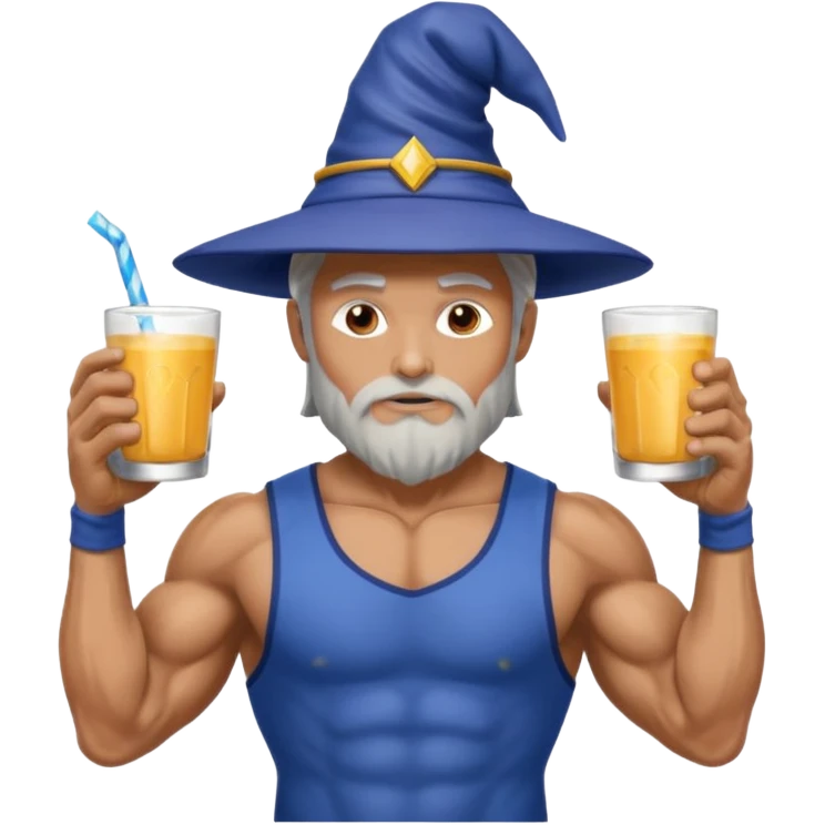 wizard working out and drinking protain emoji