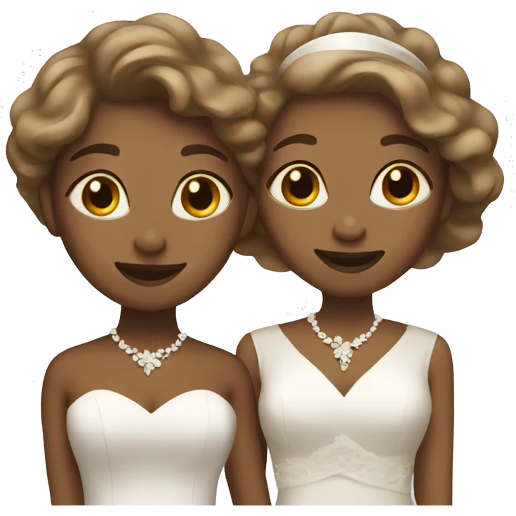 Two light brown women getting married  emoji