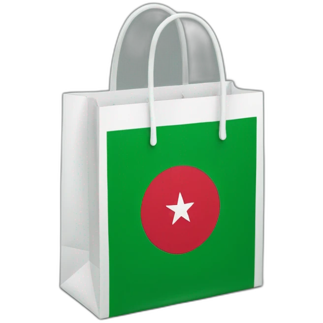 Shopping bag Algerian flag in it emoji