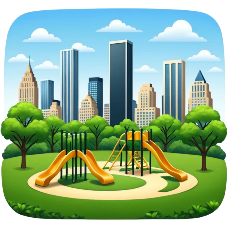 Make Central Park with a playground and skyscrapers in the background  emoji