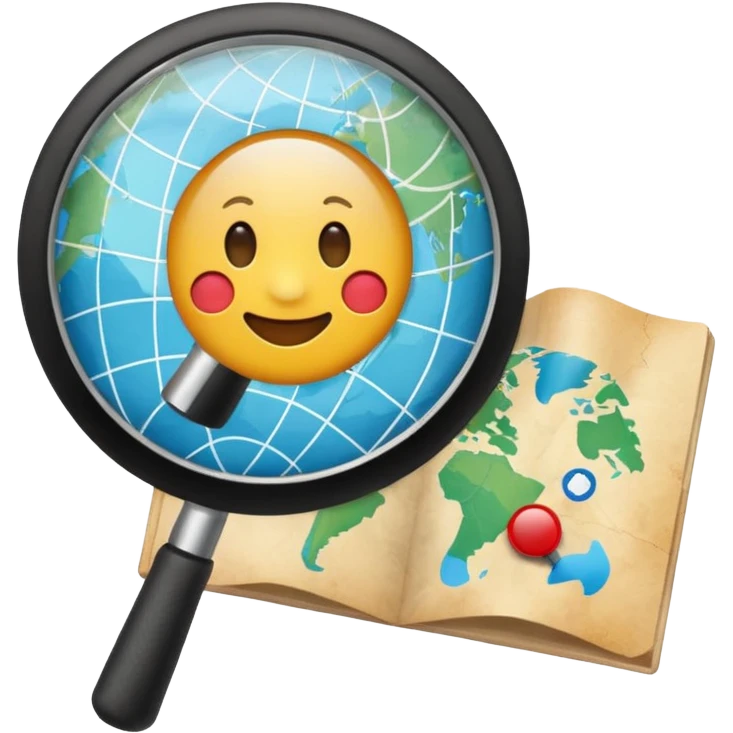 magnifying glass over a map, inspired by Agent Sai Srinivas Athreya, emoji style emoji