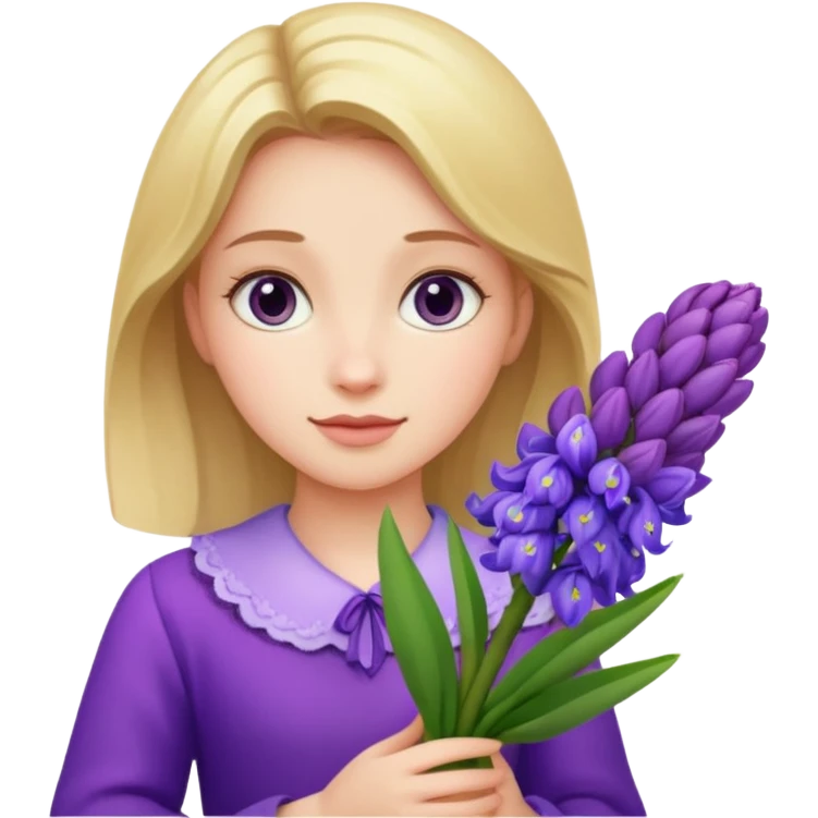 Girl holding hyacinth in hands emoji