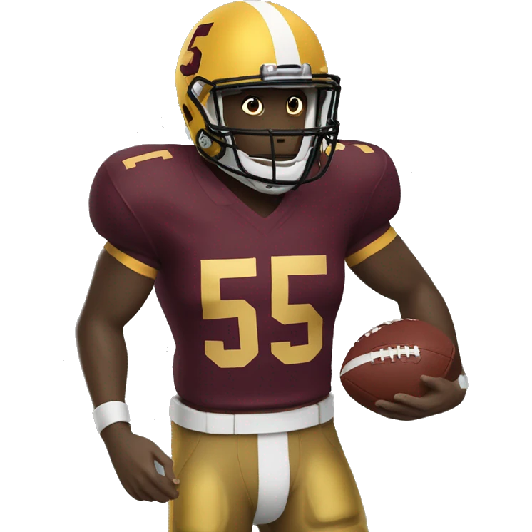 football player, wearing maroon and gold jersey, number 5 emoji