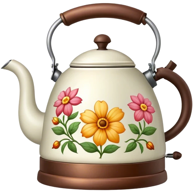 Vintage kettle with flower design emoji