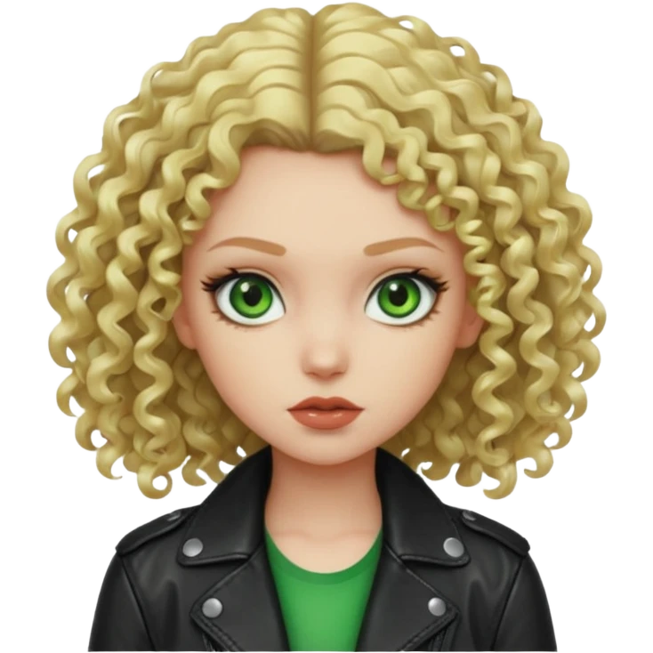 Bad Girl blonde curly Hair 
Green eyes emoji
