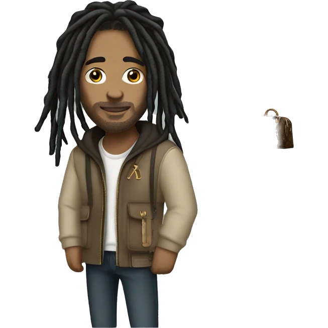 Man with Dreads having a Louis Vuitton Beanie on emoji