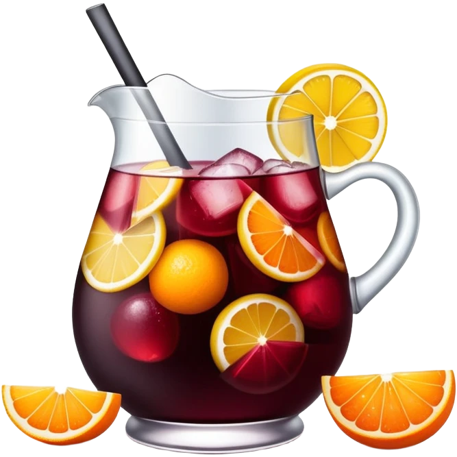 sangria drink with lots of visible ice cubes, wine, fruit slices, extremely cold emoji