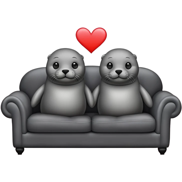 Two seals in love on a big couch emoji