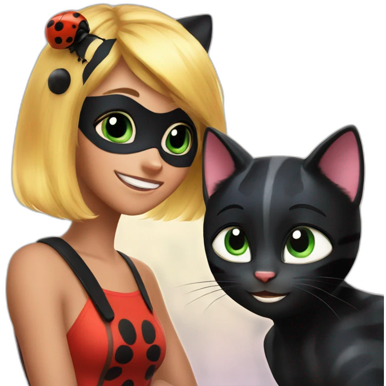 ladybug and catnoir from miraculous ladybug emoji