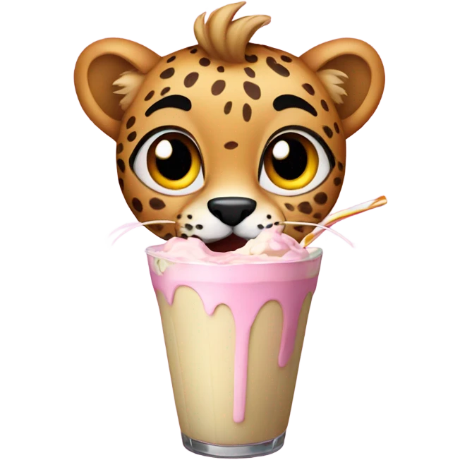 Cheetah drinking milkshake  emoji