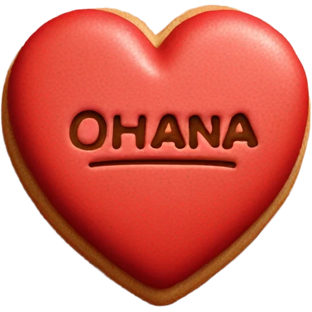 Red cookie heart with ohana emoji
