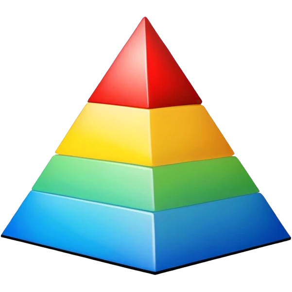Pyramid with a black outline like a wooden frame. And primary colors fading on the inside. emoji
