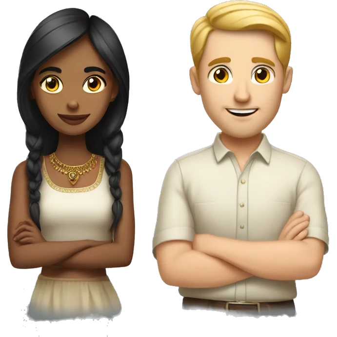Attractive indian girl and white man emoji
