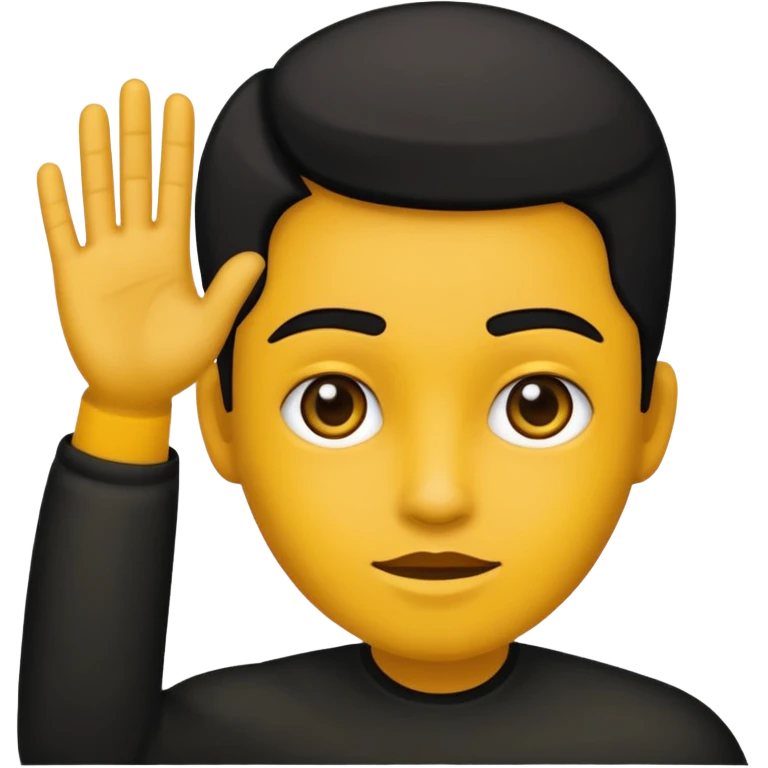 Emojic desatasco mesías en amarillo y negro mano arriba emoji
