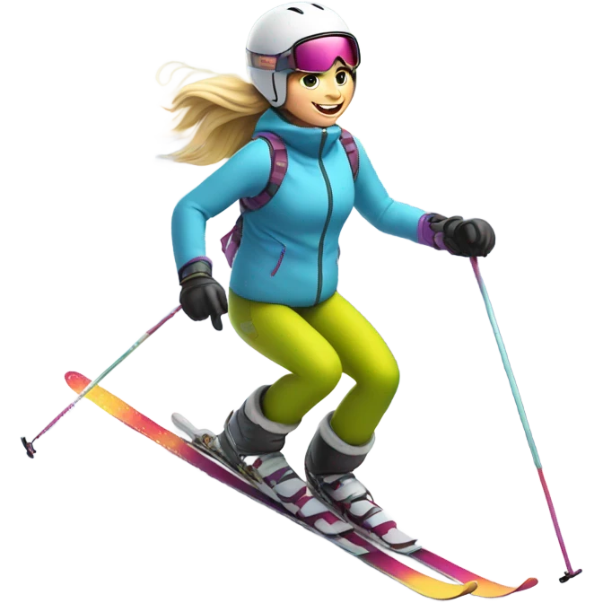 white girl skiing in the mountains  emoji