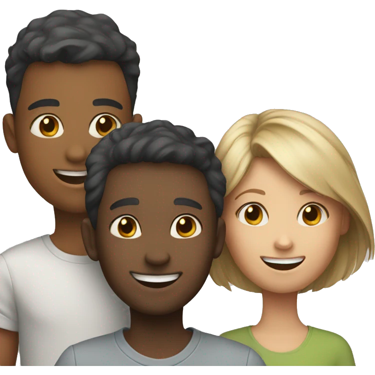 smiling girl with boys  emoji