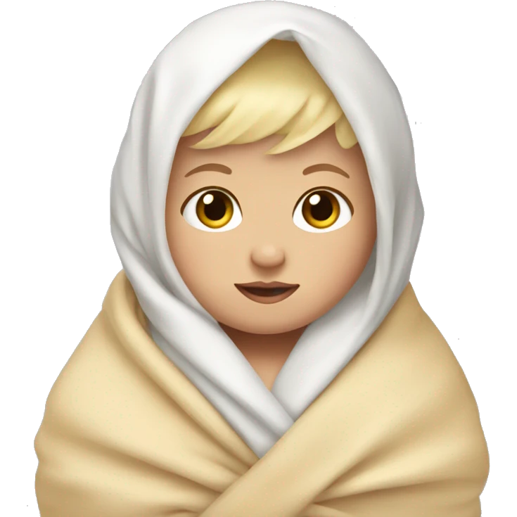White baby with blonde hair wrapped in a swaddle  emoji