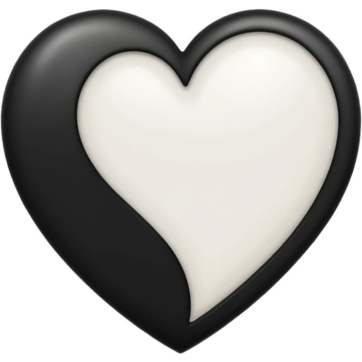 Half white half black heart emoji