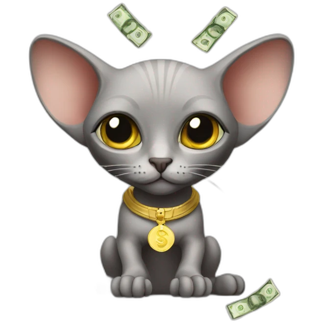 Sphinx cat with money emoji