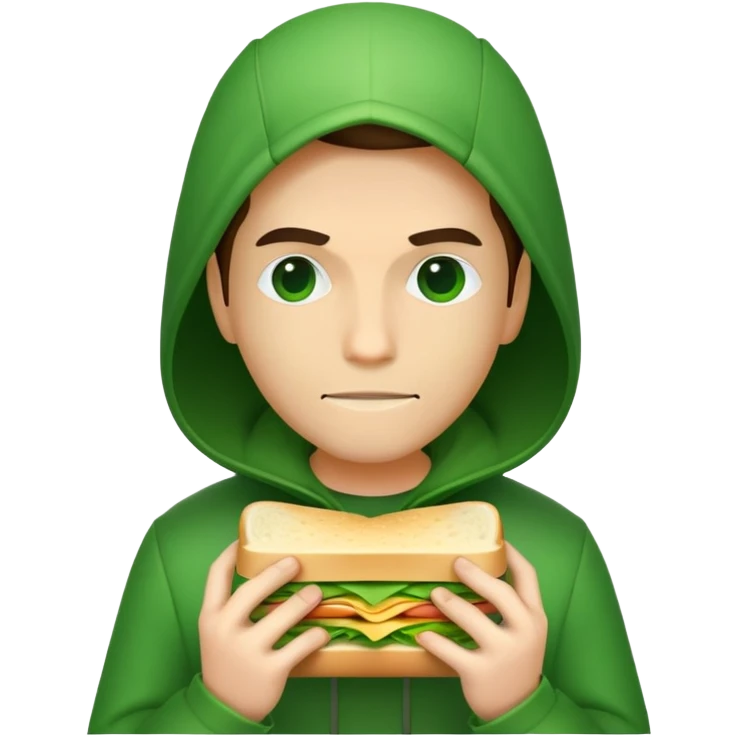 Hacker in green matrix with sandwitch emoji