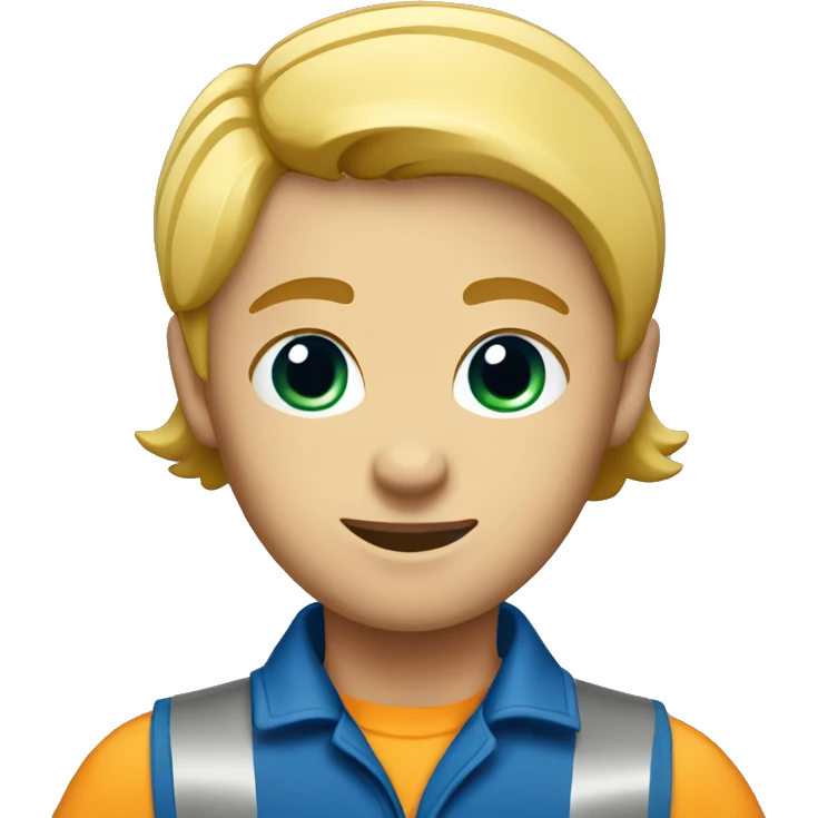  construction worker with blond Short hair wearing blue work wear emoji
