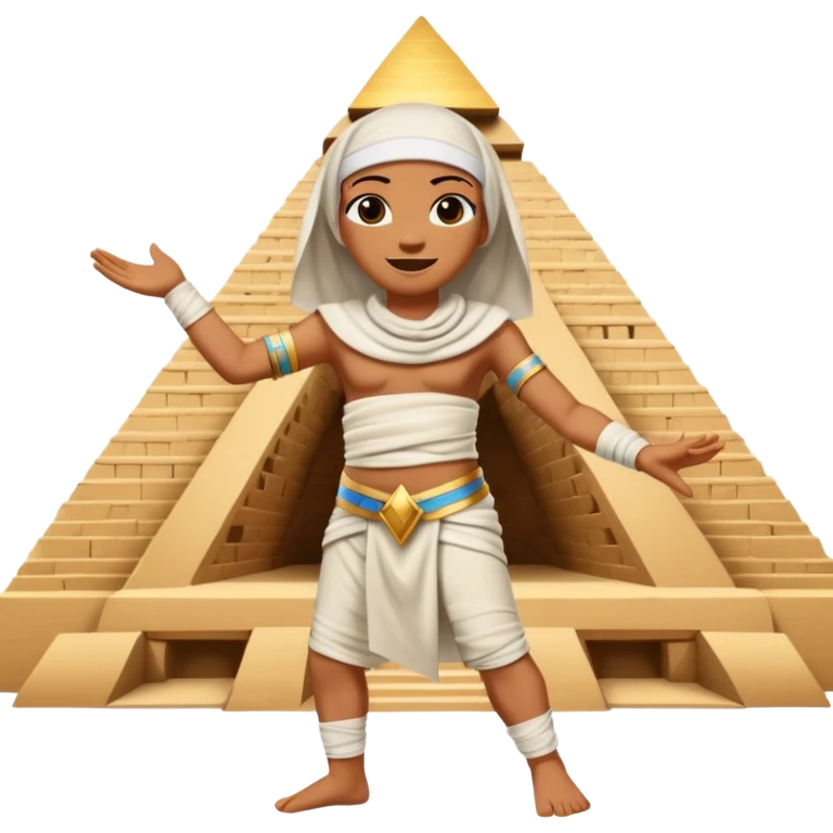mummy dancing in front of Egyptian pyramid emoji