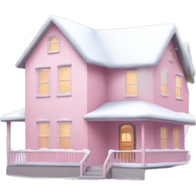 Light pink house with snow emoji