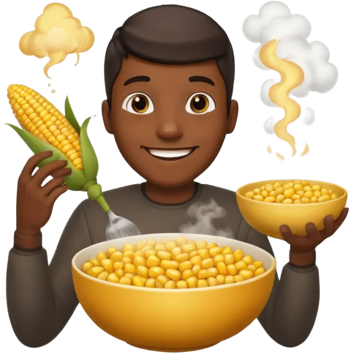 BLACK MAN HOLDING AN COOK CORN BOWL emoji