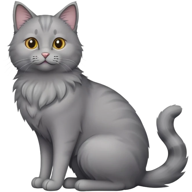 gray cat sitting full body emoji